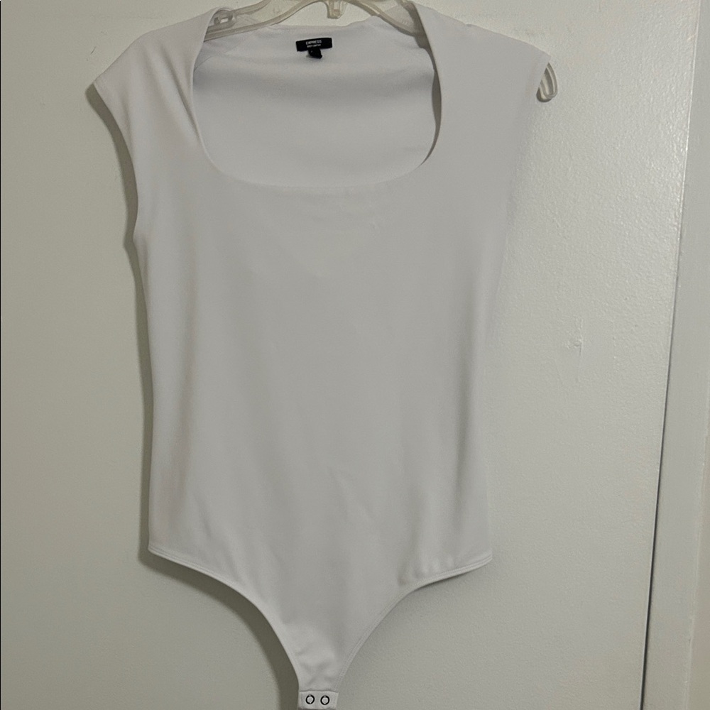 Express White Scoop Neck Bodysuit